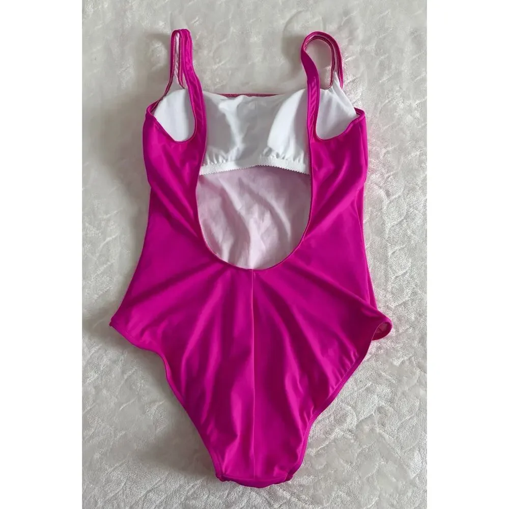 NWOT Polo Ralph Lauren Women's Size L Martinique One-Piece Swimsuit Hot Pink